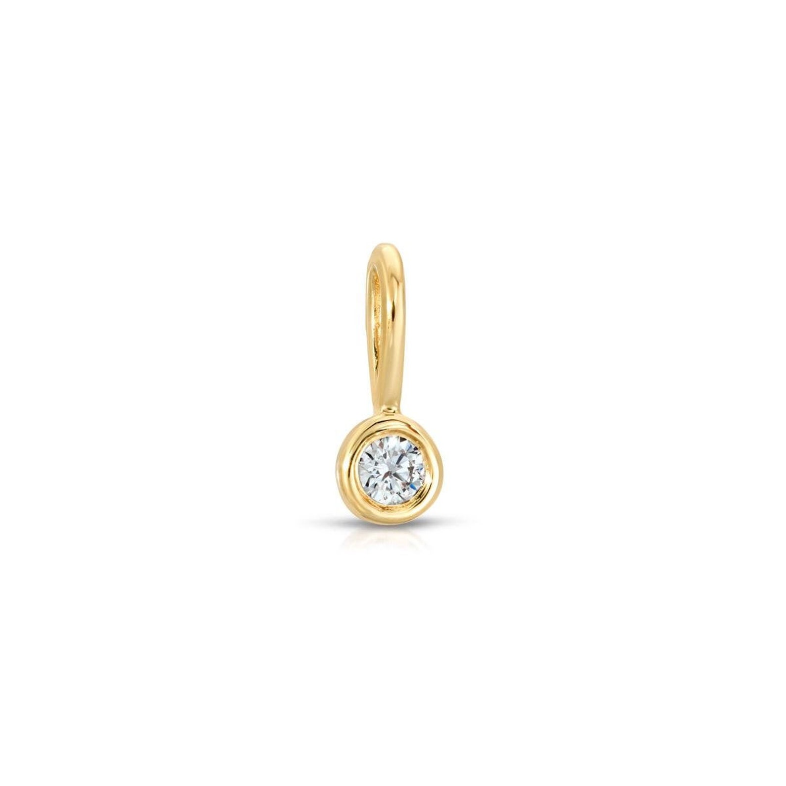 Tiny 14k Solid Gold Diamond Charm Pendant Etsy