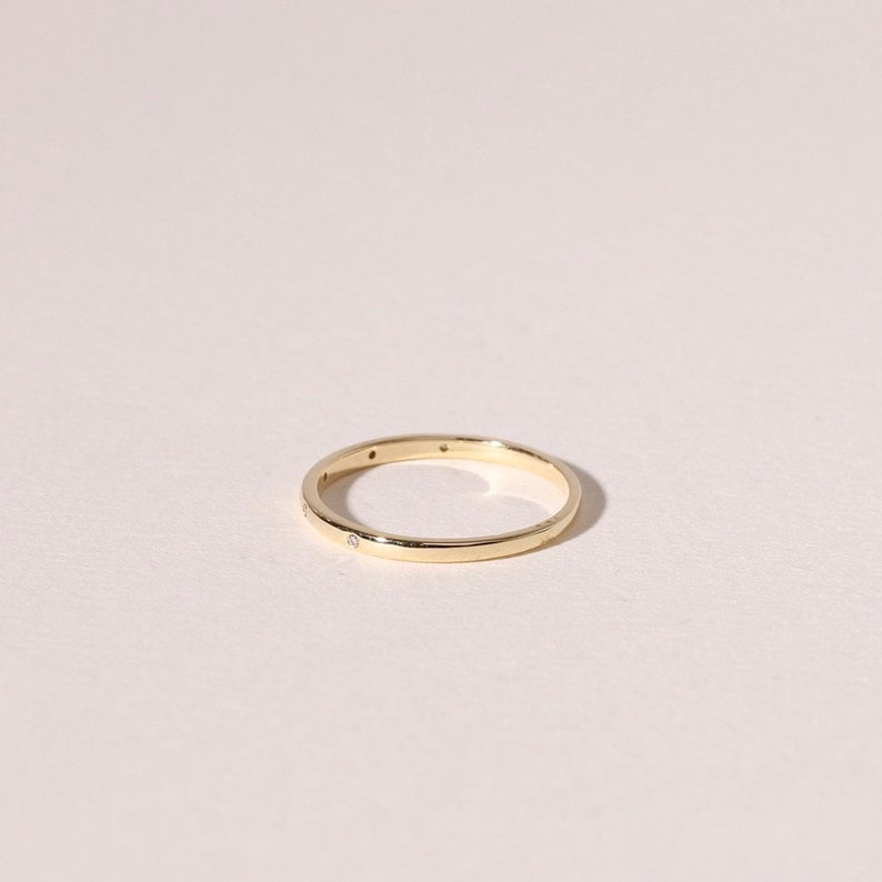 14k Gold Diamond Ring, Stacking Ring, Wedding Band image 3