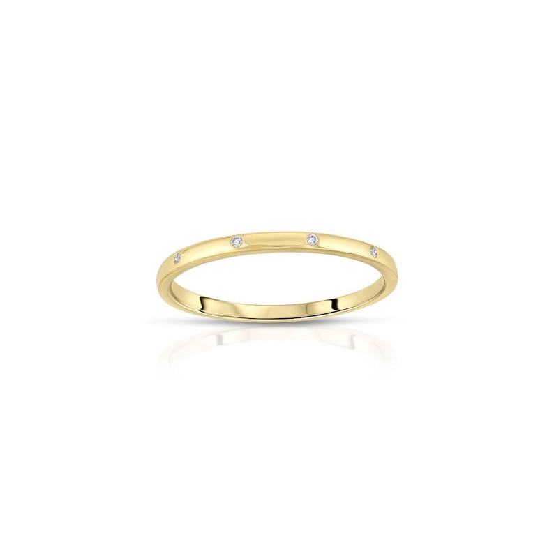 14k Gold Diamond Ring, Stacking Ring, Wedding Band Gold