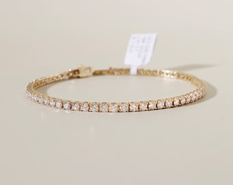 Diamond Tennis Bracelet, 4 Carat Diamond Tennis Bracelet, 14k Gold Bracelet for Women, Bridal Jewelry