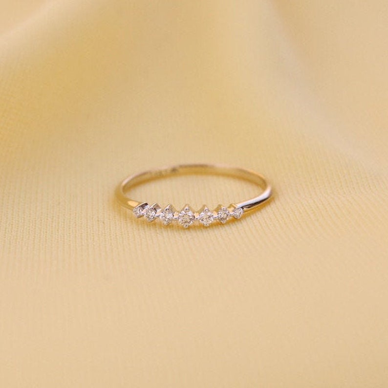 14k Solid Gold Diamond Wedding Band Diamond Wedding Ring Etsy