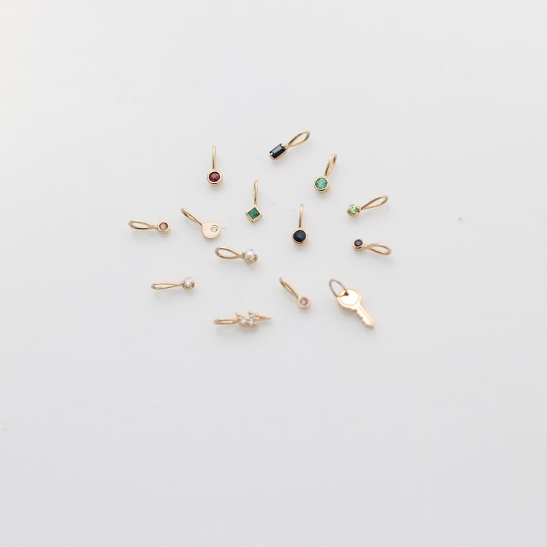 Tiny Solid 14K Gold Charm Gold Square Pendant Plain Gold Etsy