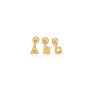 Mini 14k Solid Gold Initial Stud Earrings, Gold Letter Studs, Single Stud, Mix and Match image 6