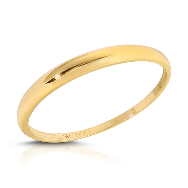 14k Gold Thin Dome Ring
