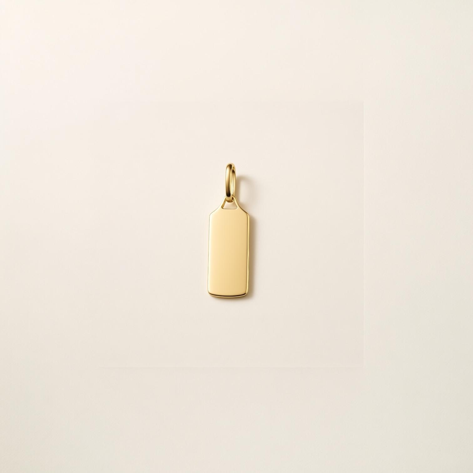 14k Gold Dog Tag Charm Pendant