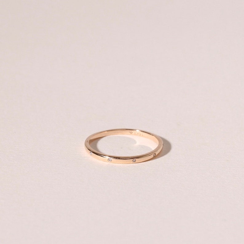 14k Gold Diamond Ring, Stacking Ring, Wedding Band image 7