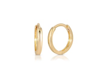 14k Gold Rounded Huggie Hoop Earrings