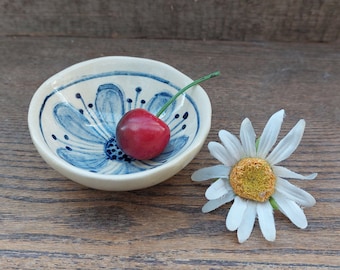 Small handmade pottery sauce bowl "Flower"
