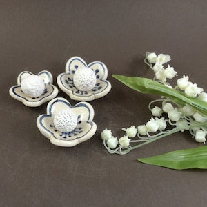 Tiny handmade pottery essential oil diffuser Small flower set of three