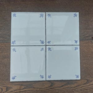 Hand painted ceramic Delft style  backsplash corner tiles/4 x 4 inches tiles/ Bathroom, kitchen, fire place decor.