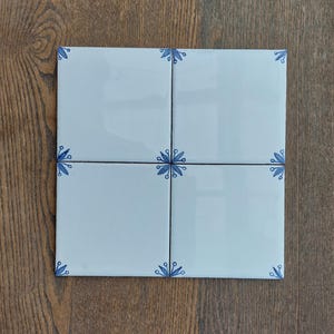 Hand painted backsplash ceramic Delft style corner tiles/4 x 4 inches tiles/ Bathroom, kitchen, fire place decor.