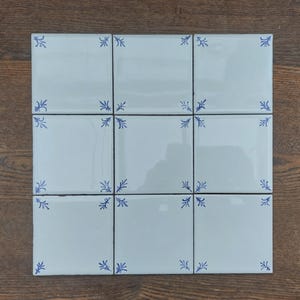 Hand painted Delft style backsplash tile set of 65 decorative corner tiles and . 4 x 4 inches tiles. Fire place decor, kitchen decor.