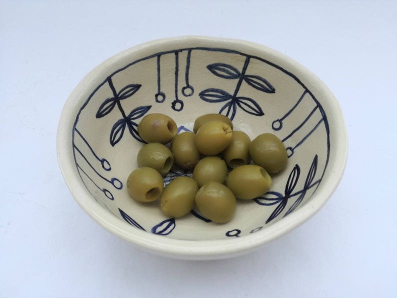 Handmade pottery Rustic style bowl Healthy living Vegan Snacks Olives Sauce Pickles Dip Cereal Porridge Breakfast serving dish 5 inches