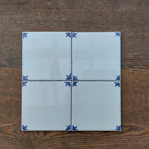 Delft style ceramic Hand painted backsplash corner tiles/4 x 4 inches tiles/ Bathroom, kitchen , fire place decor.