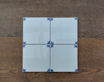 Hand-Painted Delft Style Ceramic Corner Tiles 60pcs: Kitchen & Bath Backsplash, 4x4