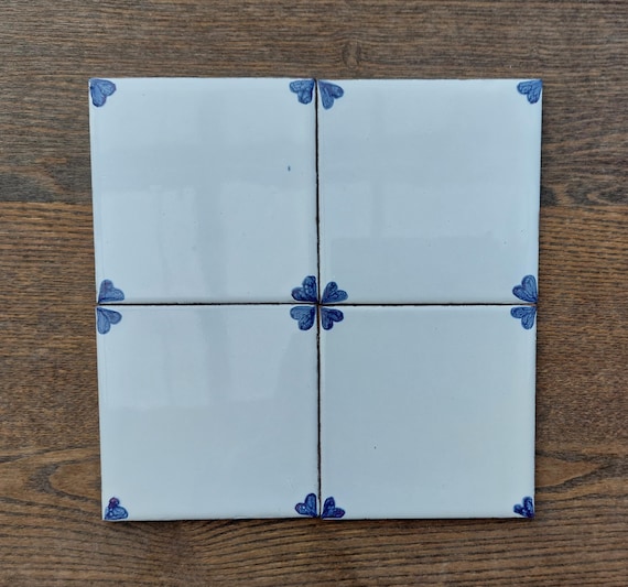 Delft Style Hand-painted Ceramic Corner Tile: Cobalt Blue Floral