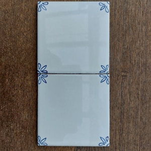 Delft style backsplash Hand painted ceramic corner tiles/4 x 4 inches tiles/ Bathroom, kitchen , fire place decor.
