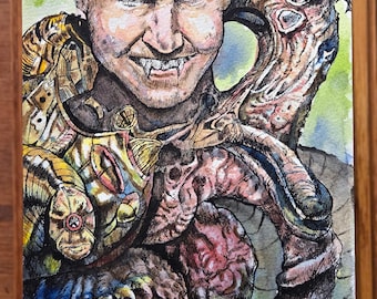 Smile of the Abomination, gemengde techniek, aquarel en inkt, 6 x 10