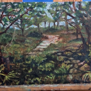 Sendero del lago Marion, pintura al óleo de 28 x 35 cm, pintura al óleo original al aire libre, arte paisajístico de Florida, escena del estado del sol, óleo impresionista
