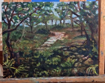 Lake Marion Trailhead 11 X 14 Oil Painting, Original Plein Air Oil Painting, Florida Landscape art, Sunshine State Scene, Impressionist Oil