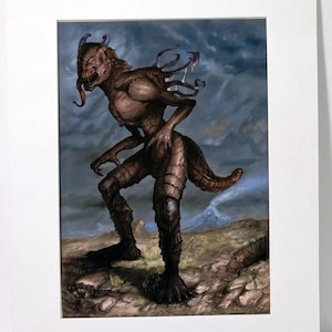 Skarnath the Dreadspine, PRINT and Matted, 8.5 X 11 inches, Fantasy Monster Art Print, Demonic Creature Wall Art, Lovecraftian Monster Print