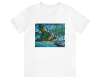 Pineapple island, Unisex Jersey Short Sleeve Tee, pineapple island t-shirt, tropical print t-shirt, hawaiian t-shirt