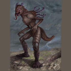 Skarnath the Dreadspine, DIGITAL DOWNLOAD, Fantasy Monster Art Print, Demonic Creature Wall Art, Lovecraftian Monster Print