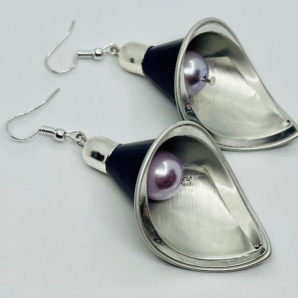 CALLA EARRINGS, CALLA Lily Earrings, Calla Lily Jewelry,"Handmade Earrings  Featuring Upcycled Capsules and a Beautiful Calla Lily Design"