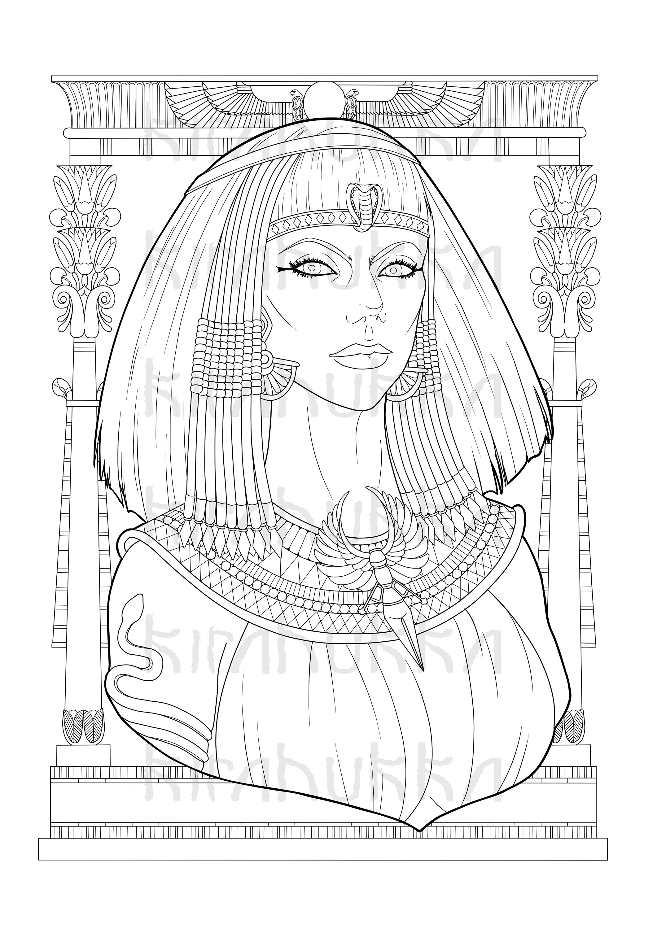 Cleopatra Coloring Page Egyptian Queen Portrait Coloring Page – NBKomputer