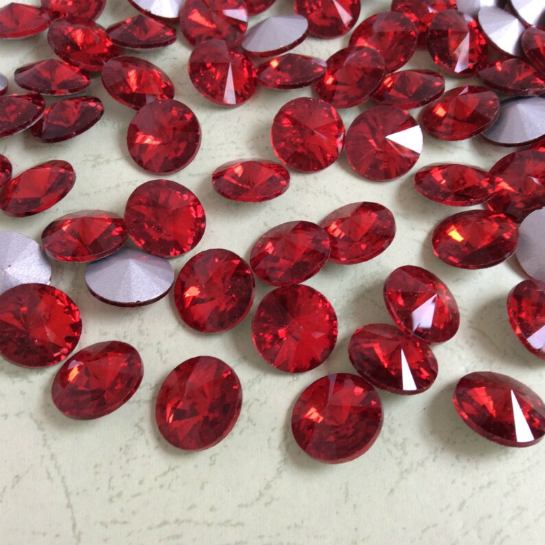 12mm Light Siam Rivoli Round Rhinestones Point back Nail Art Jewelry Making Crystals Glass Glitter Strass Chatons Loose Beads Aslove