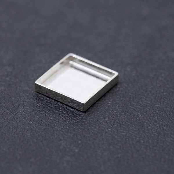 12mm silver square bezel / square setting / 12mm setting / sterling silver setting