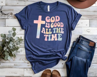 God Is Good All the Time Retro Pastel PNG | Christian Sublimation Design | Groovy Faith Printable | Digital Download PNG