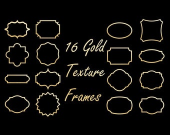 16 Vintage Style Gold Textured frames Sublimation Printable PNG transparent high resolution background 300 dpi clipart