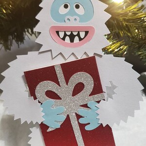 Yeti Porte-cartes-cadeaux Pocket Bigfoot Sasquatch Abominable Snowman Glitter Christmas Present Ornament