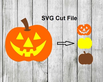Jack-o-Lantern Pumpkin SVG Halloween Western Pumpkin face Layered cupcake toppers cake topper