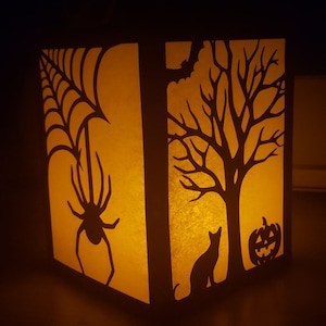 Halloween Paper Lantern Template Spider Witch Bat Spooky SVG DIY With ...
