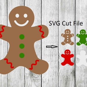 Gingerbread Man Layered Christmas SVG DIY Banner Cake Cupcake Topper Diecuts