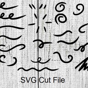 Wervelt squiggles lijnen SVG File Hand drawn Handdrawn Doodles Design Elements Commercieel gebruik