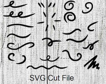 Swirls squiggles lines SVG File Hand drawn Handdrawn Doodles Design Elements Commercial use