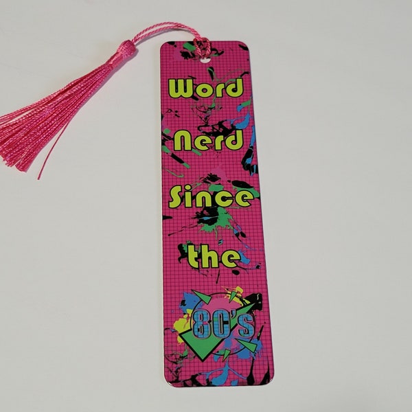 80s 80's funny word nerd bookmark double sided sturdy Aluminum