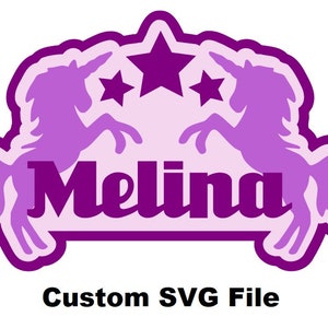 Aangepaste Unicorn Naam Gepersonaliseerde Gelaagde SVG Cake Topper