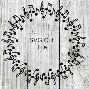 Notas musicales Monograma Círculo Marco Diseño Elemento SVG PNG Archivo uso comercial