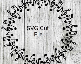 Music Notes Monogram Circle Frame Design Element SVG PNG File commercial use