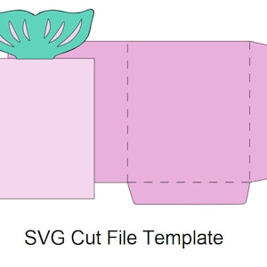Mermaid Tail Pull up Pull out Blank Greeting Card Template Invitation Insert Card Holder diy SVG