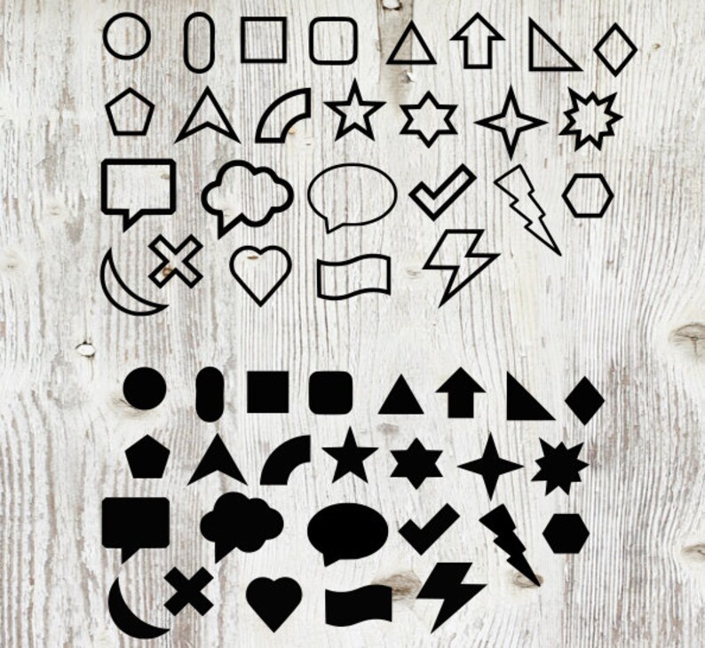 Basic Shapes Solid Outline Borders Dividers Circles Hearts Squares ...