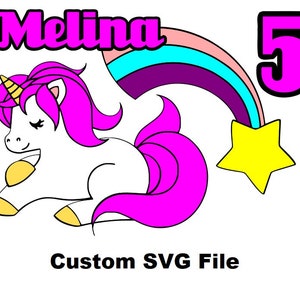 Nome Unicorn personalizzato stratificato SVG Cake Topper Centerpiece