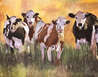 Cows in the Sunset is an original oil painting hand painted by myself.