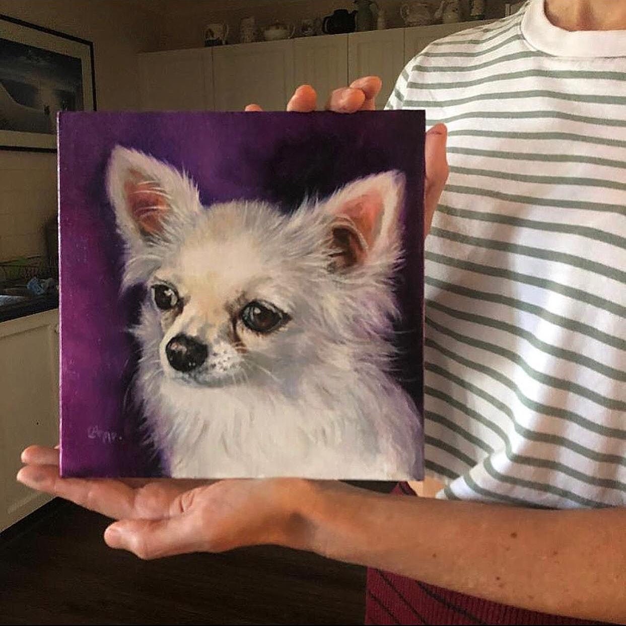 Lange Haare Chihuahua Hund Ölgemälde Etsy