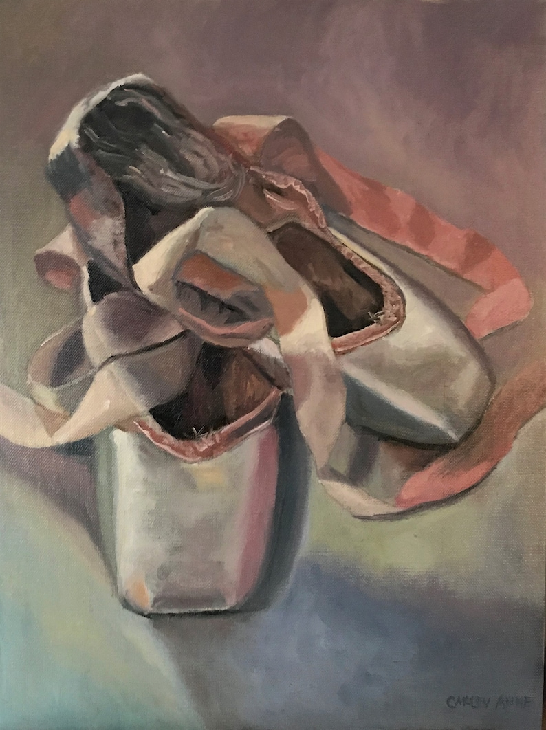Ballet Shoes Point Shoes Oil Painting Etsy