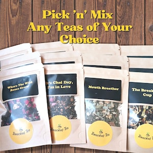 Loose Leaf Tea Sample Taster Pouches ~ Black Green Rooibos Herbal Fruit Tea Blends, Tea Lovers Gift